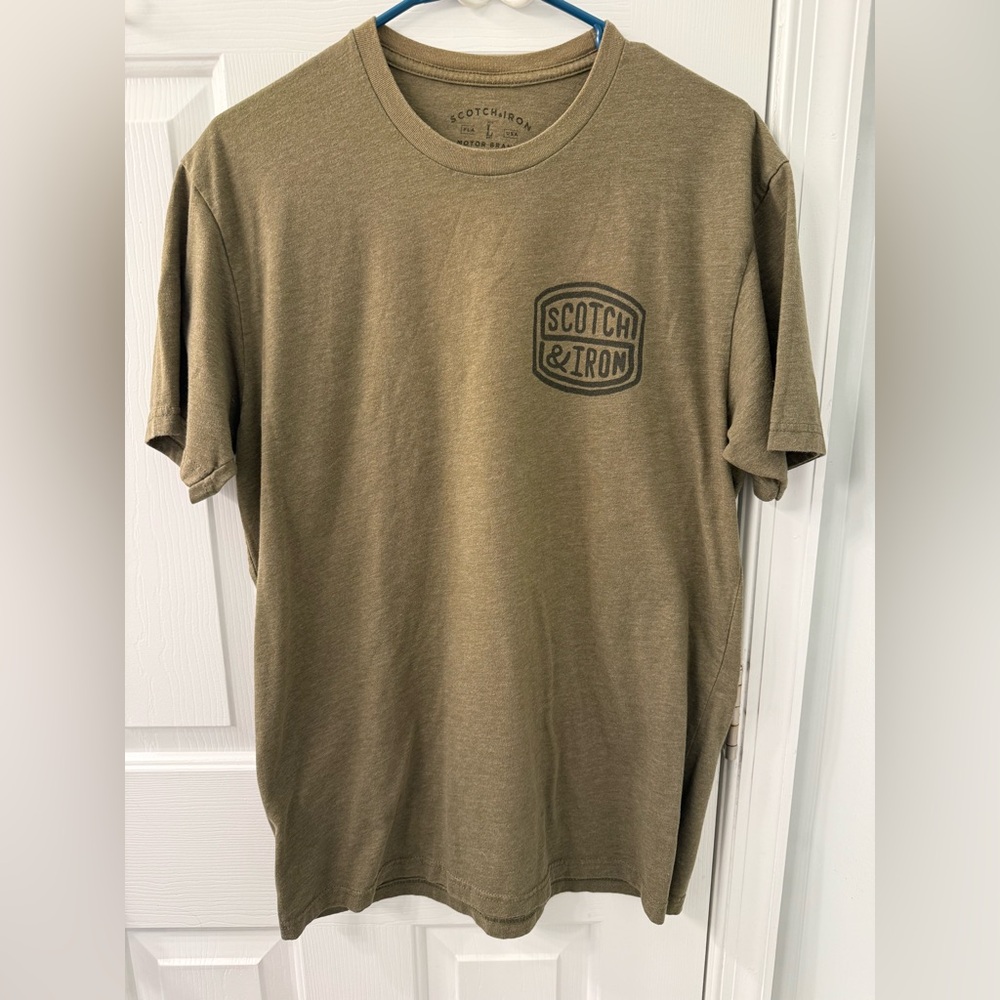Scotch & Iron army green logo motor shirt Ride More work less